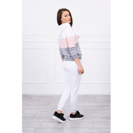 Dámska tepláková súprava 8877 - bielo-ružová