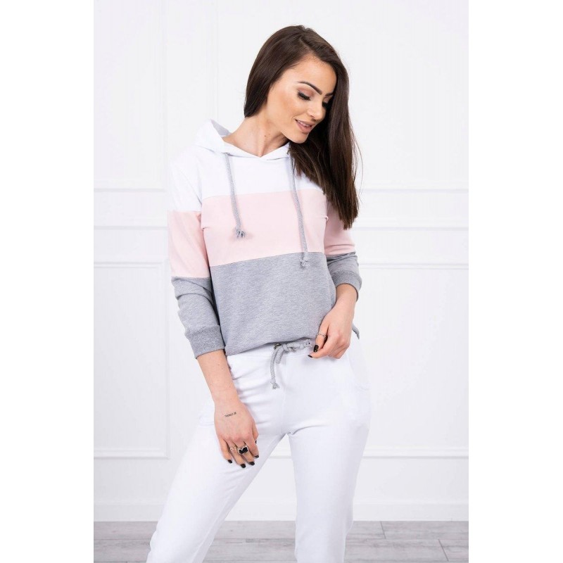 Dámska tepláková súprava 8877 - bielo-ružová