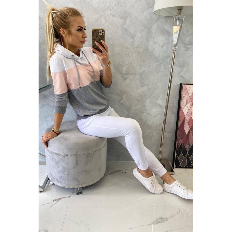 Dámska tepláková súprava 8877 - bielo-ružová