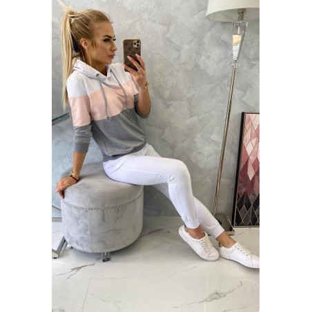 Dámska tepláková súprava 8877 - bielo-ružová