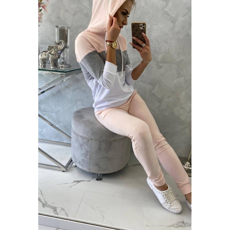 Dámska tepláková súprava 8877 - ružovo-sivá