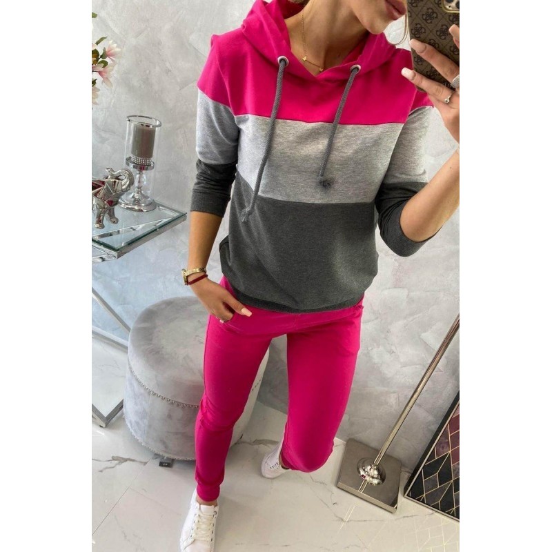 Dámska tepláková súprava 8877 - sivo-fuchsiová