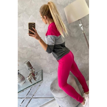 Dámska tepláková súprava 8877 - sivo-fuchsiová