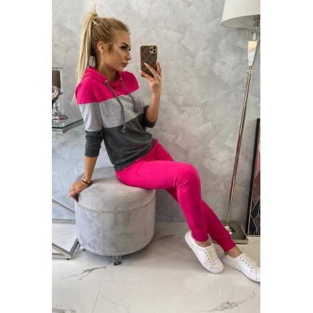 Dámska tepláková súprava 8877 - sivo-fuchsiová