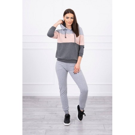 Dámska tepláková súprava 8877 - sivo-ružová