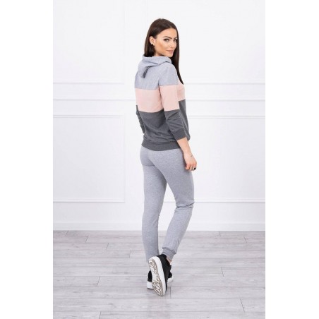 Dámska tepláková súprava 8877 - sivo-ružová