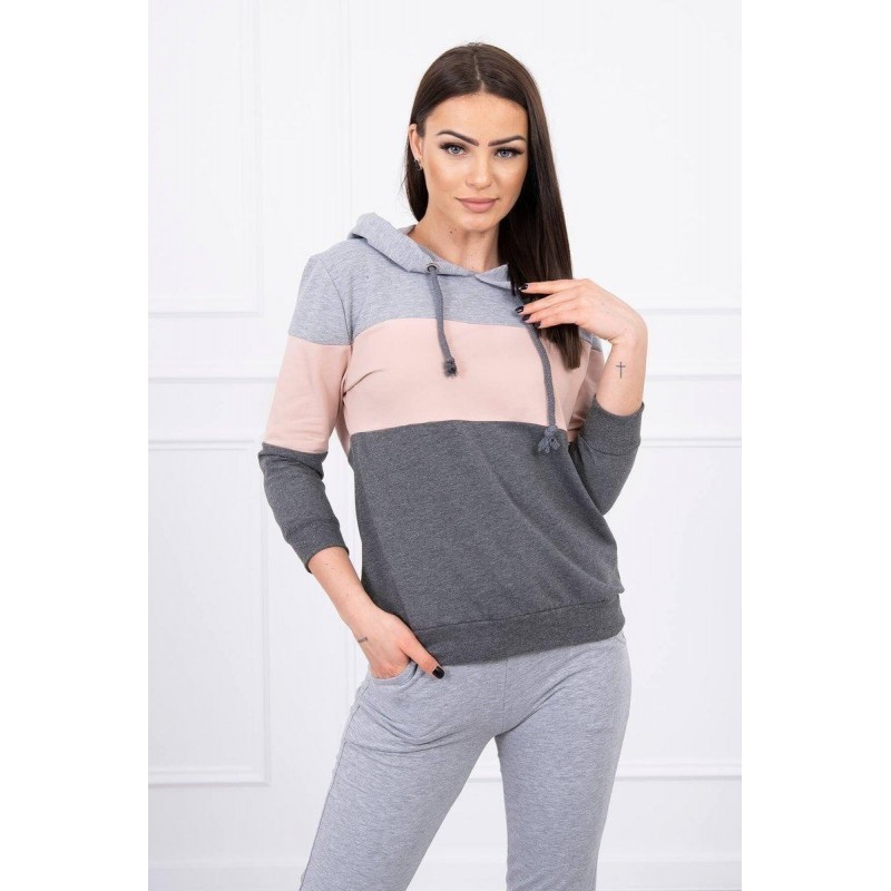 Dámska tepláková súprava 8877 - sivo-ružová