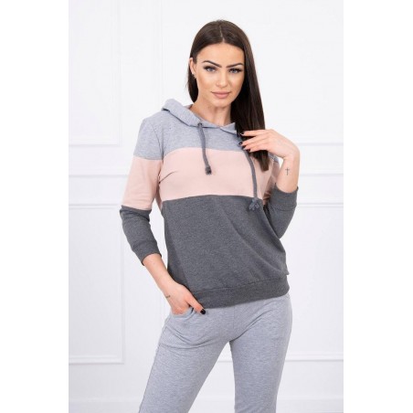 Dámska tepláková súprava 8877 - sivo-ružová