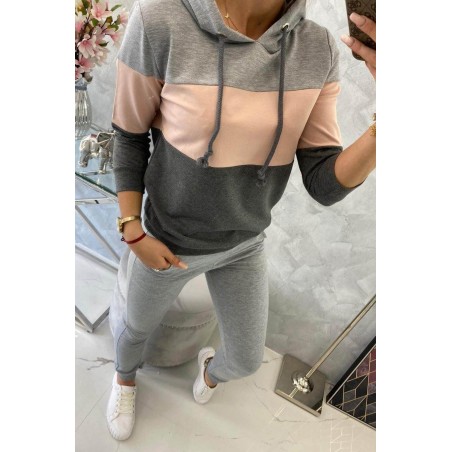 Dámska tepláková súprava 8877 - sivo-ružová