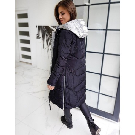 Dámska dlhá prešívaná bunda ELLE TY1359 - strieborná