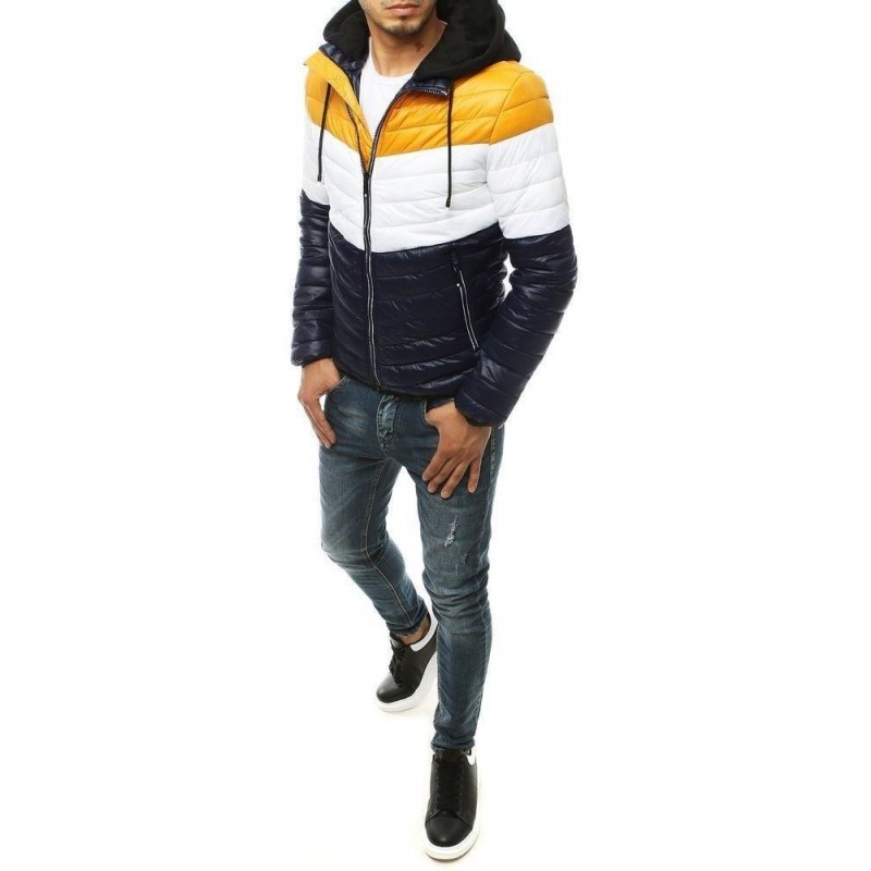 Pánska prešívaná bunda s kapucňou TX3413 - tmavomodrá