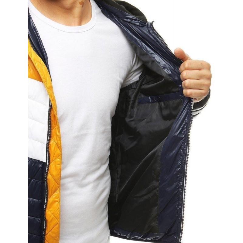 Pánska prešívaná bunda s kapucňou TX3413 - tmavomodrá