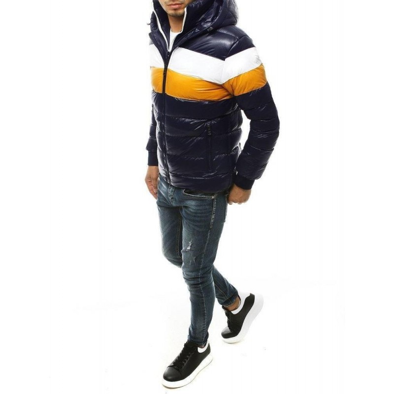 Pánska zimná prešívaná bunda TX3433 - tmavomodrá