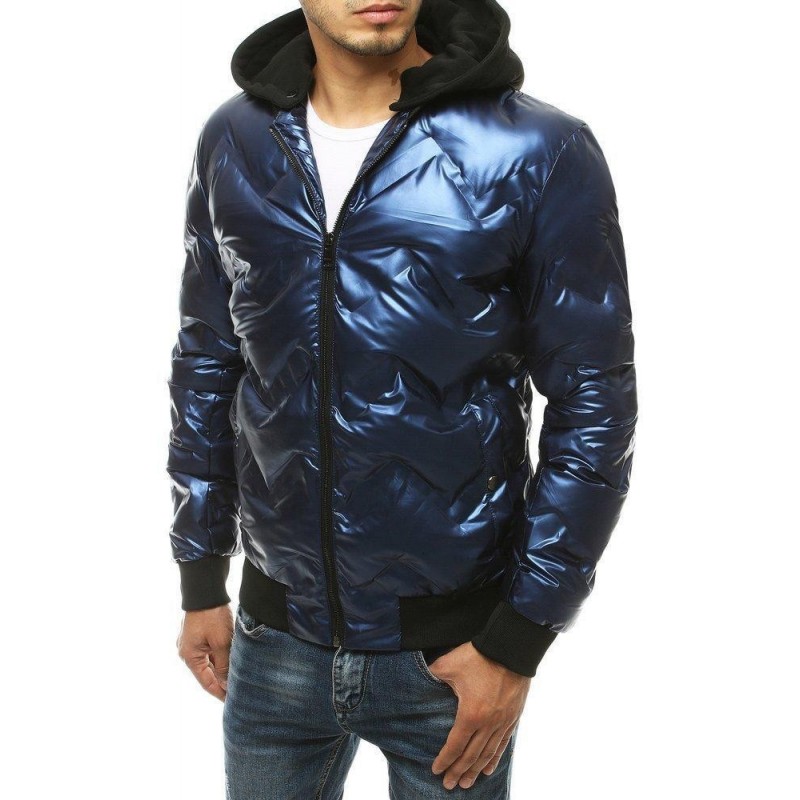 Tmavomodrá pánska prechodná bunda s kapucňou TX3440