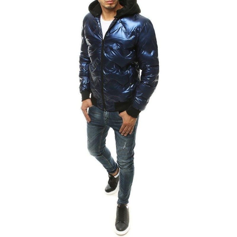 Tmavomodrá pánska prechodná bunda s kapucňou TX3440