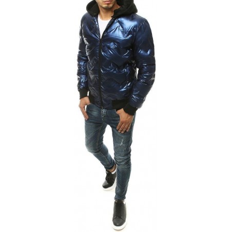 Tmavomodrá pánska prechodná bunda s kapucňou TX3440