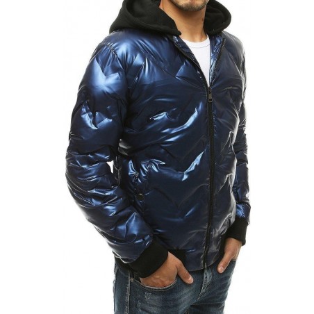 Tmavomodrá pánska prechodná bunda s kapucňou TX3440