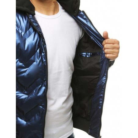 Tmavomodrá pánska prechodná bunda s kapucňou TX3440