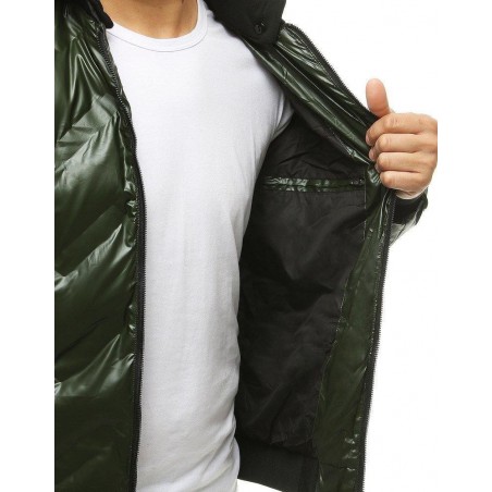 Zelená pánska prechodná bunda s kapucňou TX3441