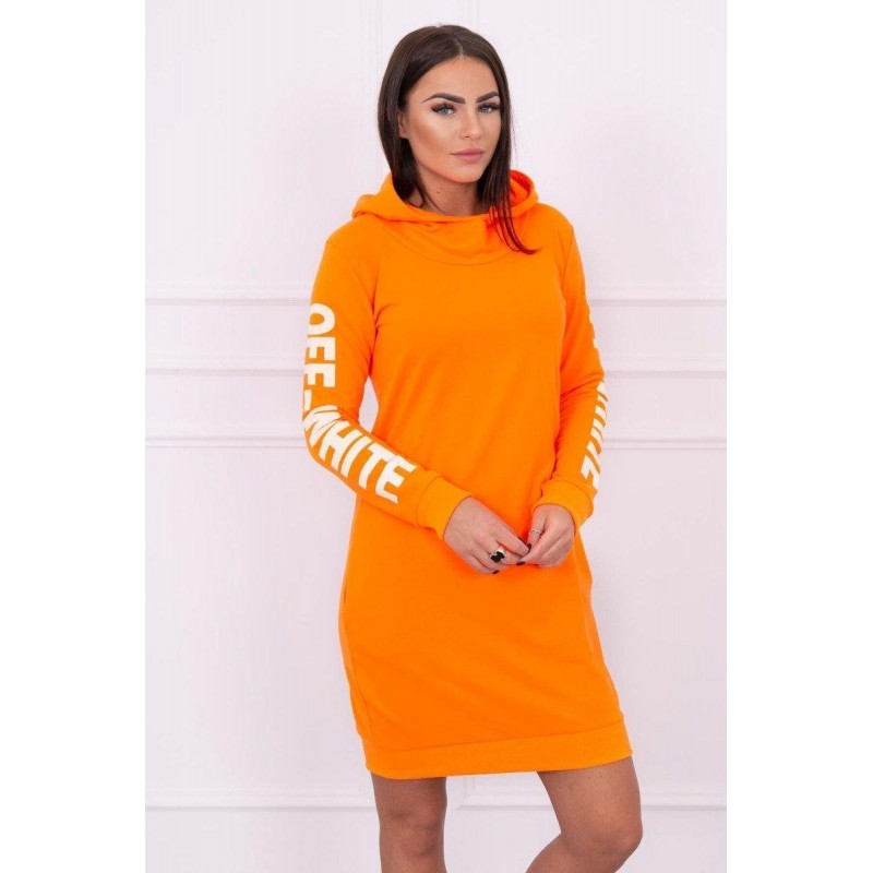 Mikinové dámske šaty 62072 - neónovo oranžové