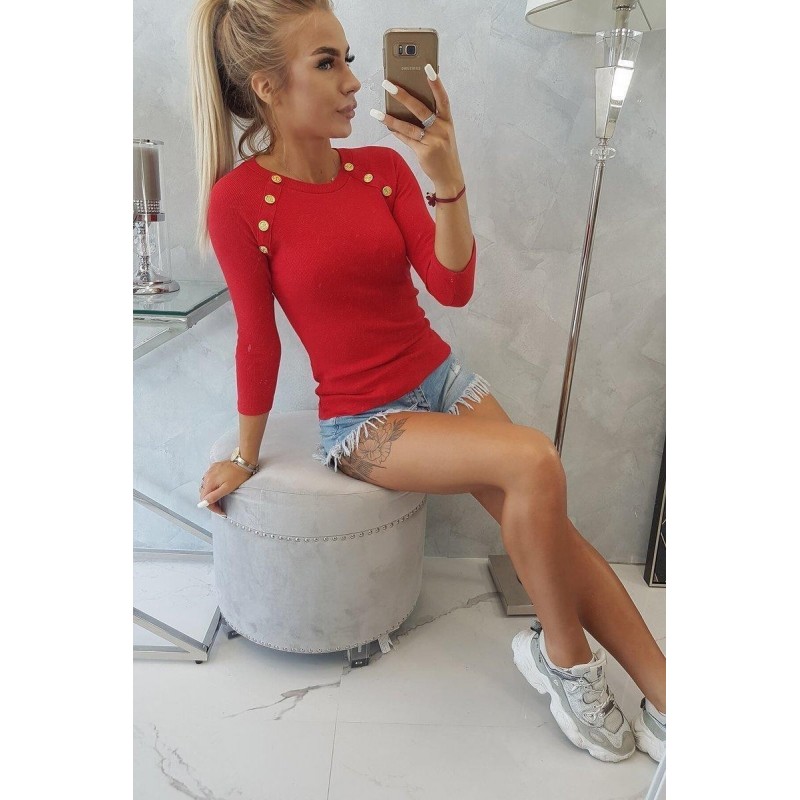 Dámska blúzka s ozdobnými gombíkmi 5197 - bordová