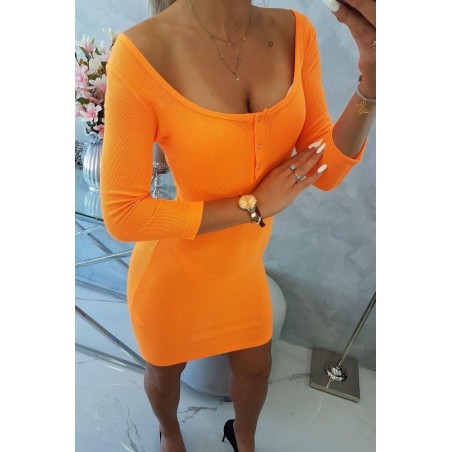 Dámske šaty s výstrihom 8975 - neónovo oranžové