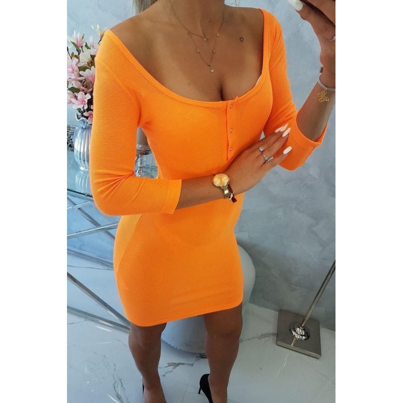 Dámske šaty s výstrihom 8975 - oranžové