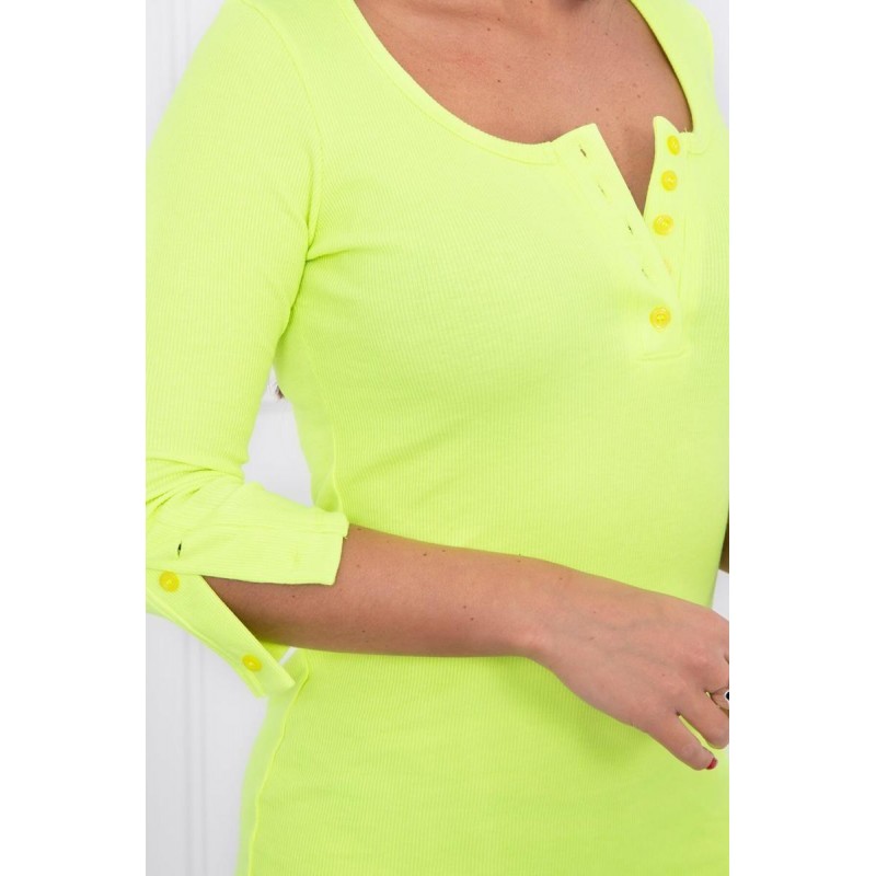 Dámske neónovo žlté šaty s výstrihom 8972