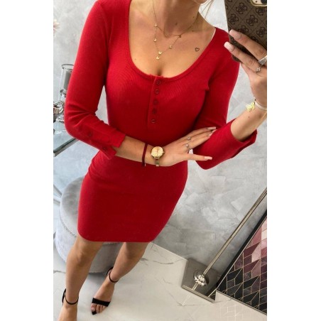 Dámske červené šaty s výstrihom 8972