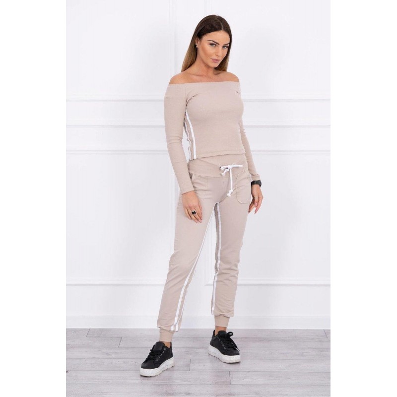 Béžovo-biela dámska tepláková súprava 8958