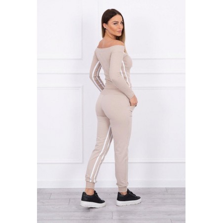 Béžovo-biela dámska tepláková súprava 8958