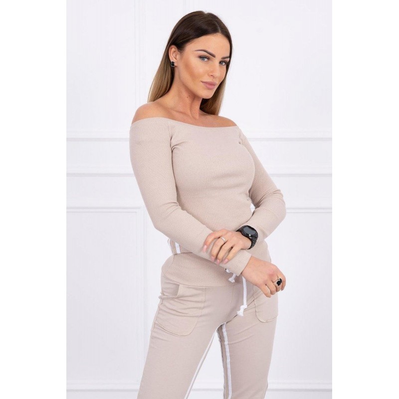 Béžovo-biela dámska tepláková súprava 8958