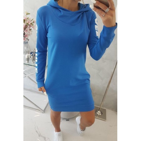 Mikinové dámske šaty 62072 - modré