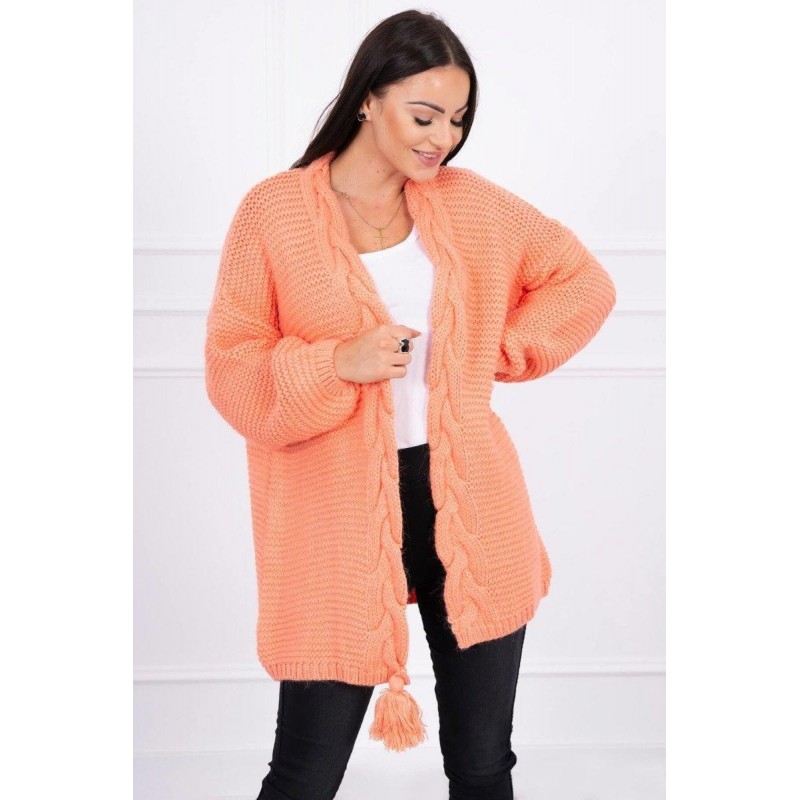 Dámsky kardigán s vrkočom 2019-18 - lososový