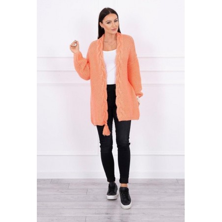 Dámsky kardigán s vrkočom 2019-18 - lososový