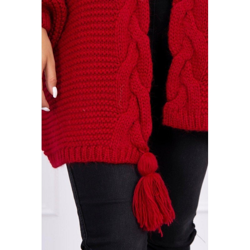 Dámsky kardigán s vrkočom 2019-18 - červený