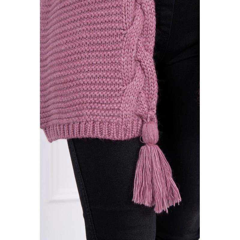 Dámsky kardigán s vrkočom 2019-18 - tmavoružový