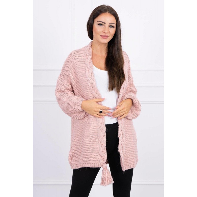 Dámsky kardigán s vrkočom 2019-18 - ružový