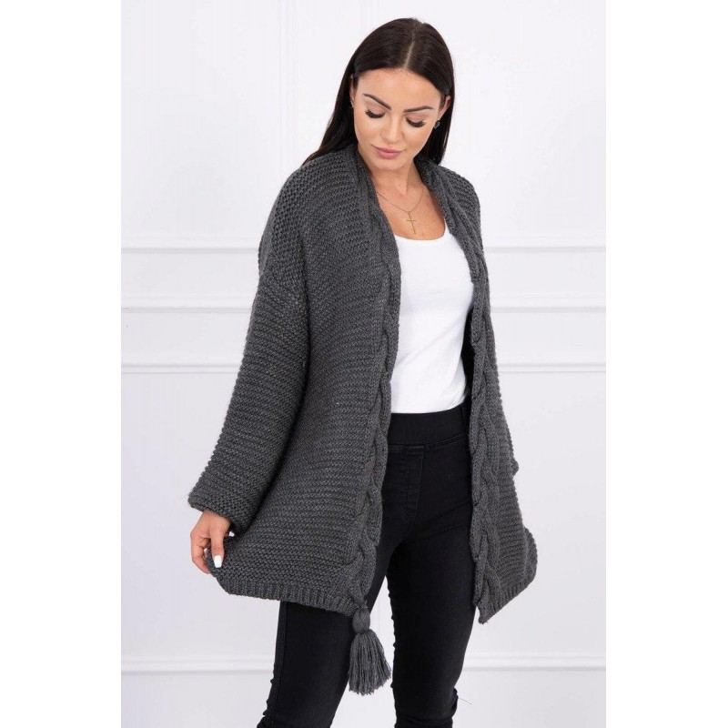 Dámsky kardigán s vrkočom 2019-18 - grafitový