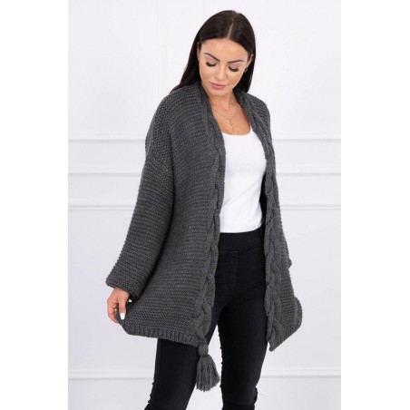 Dámsky kardigán s vrkočom 2019-18 - grafitový