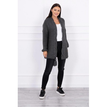 Dámsky kardigán s vrkočom 2019-18 - grafitový