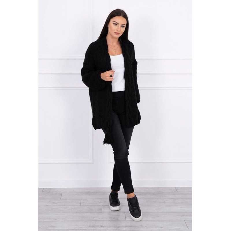 Dámsky kardigán s vrkočom 2019-18 - čierny