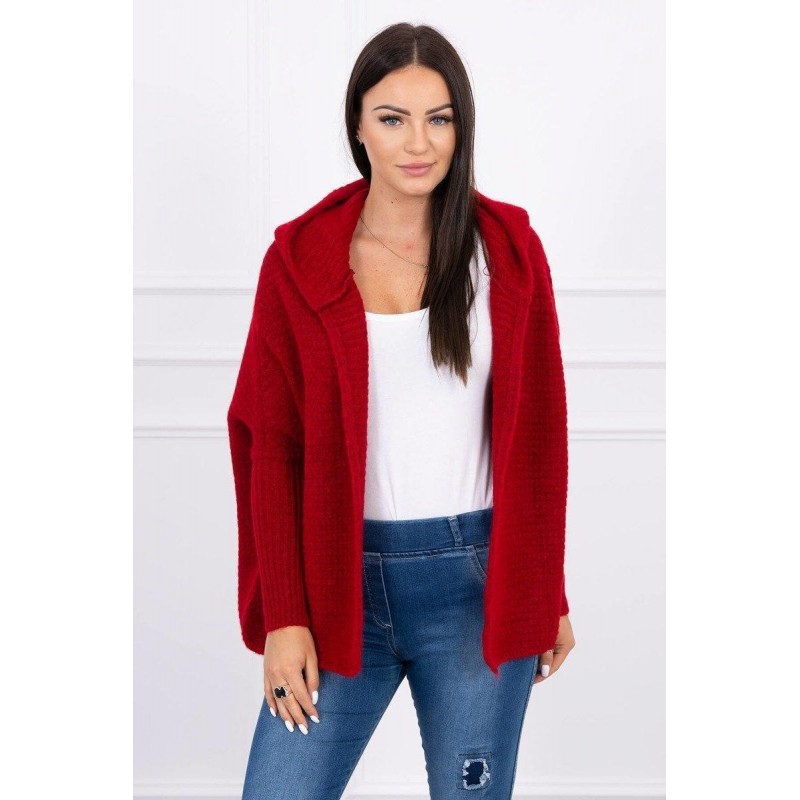 Dámsky kardigán s kapucňou 2019-16 - červený