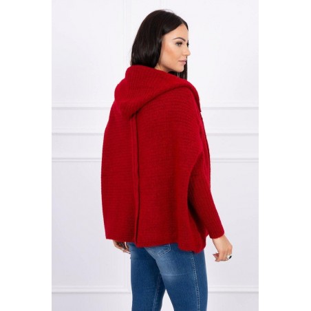 Dámsky kardigán s kapucňou 2019-16 - červený