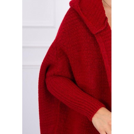 Dámsky kardigán s kapucňou 2019-16 - červený