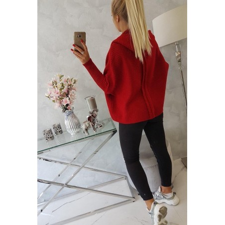 Dámsky kardigán s kapucňou 2019-16 - červený