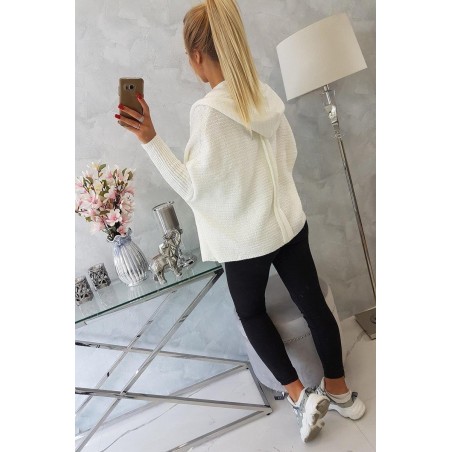 Dámsky kardigán s kapucňou 2019-16 - ecru