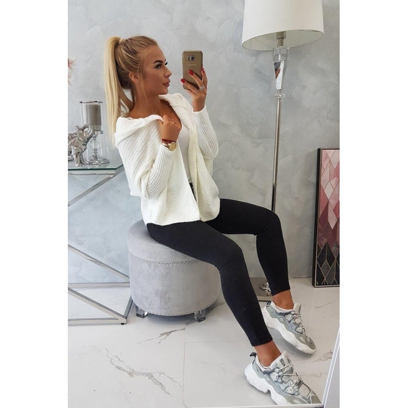 Dámsky kardigán s kapucňou 2019-16 - ecru