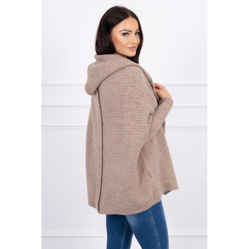 Dámsky kardigán s kapucňou 2019-16 - kapučínový