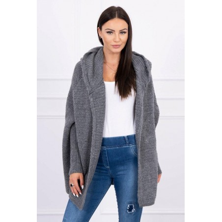 Dámsky kardigán s kapucňou 2019-16 - grafitový
